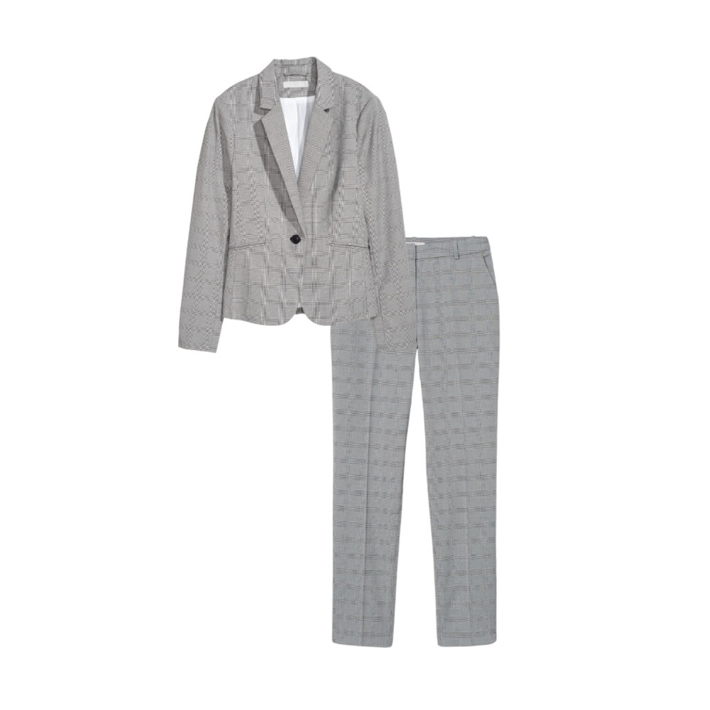 H&M Gray Plaid Blazer and Pants Set